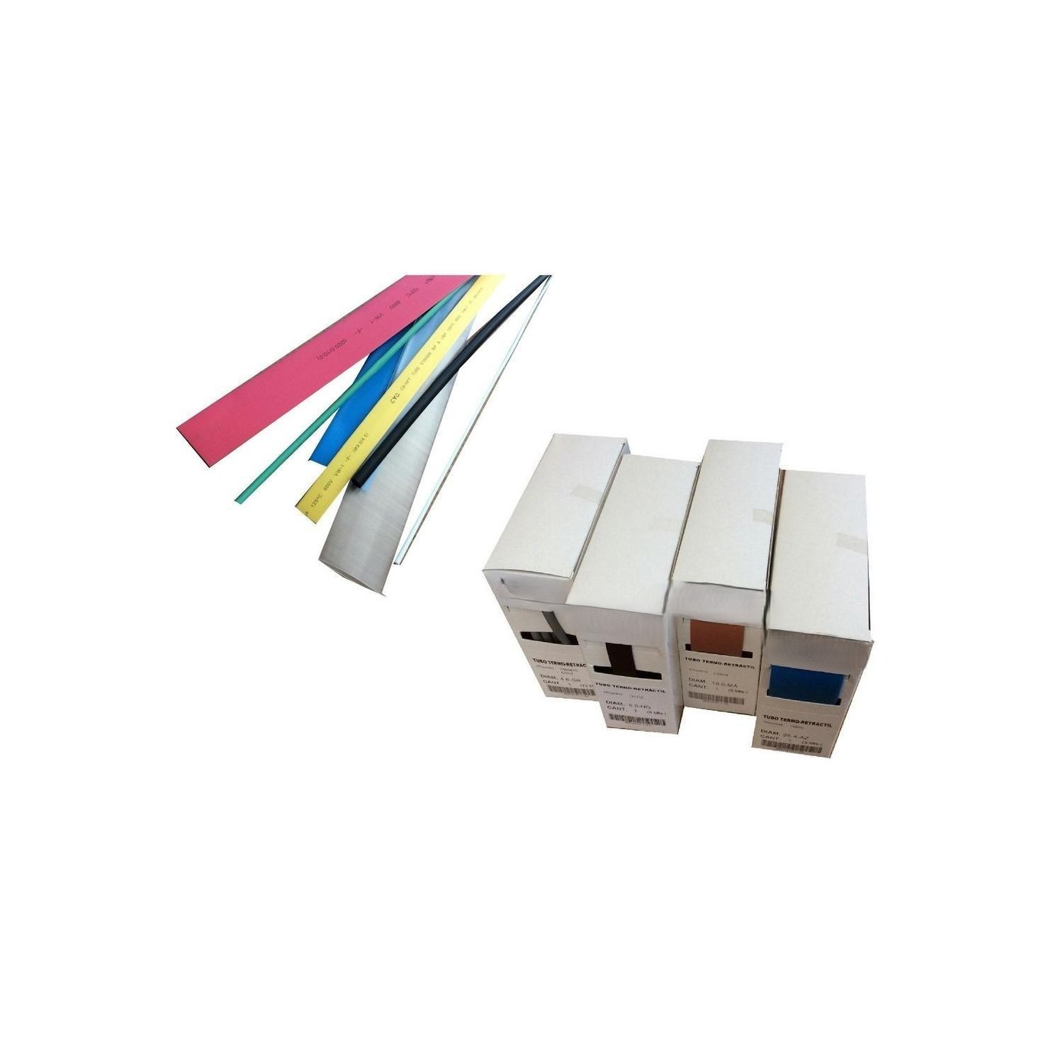 caja tubo termorretractil azul, diámetro 3.20 mm, longitud 15 mts; ideal para aislamiento, protección de cables y componentes eléctricos.