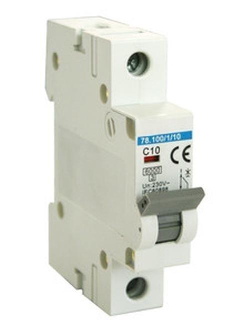 interruptor magnetotérmico 1 polo, 10a, 6ka; protege circuitos eléctricos de sobrecargas y cortocircuitos. ideal para instalaciones residenciales.