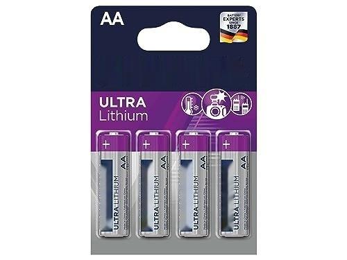 pila aa ultra lithium lr06 - blister de 4 unidades, dimensiones ø14.5x50.5mm, ideal para dispositivos electrónicos y juguetes.