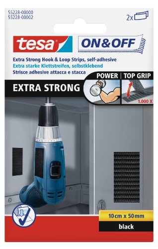 tiras de cierre extrafuerte 10cm x 50mm, 2 pares, color negro, ideales para fijar objetos y mantener cerrados paquetes.